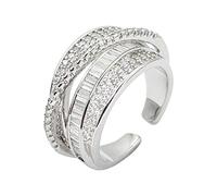 KONFEN Anillo Ajustable Mujer, Hoja Anillos Zircón Plata, Anillo Grande Plata, Alianzas Sortijas Anillo Dedo Gordo Anillas Jewelry Regalos Retro Geometría para Mujer Niña Juvenil San Valentin