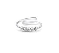 KONFEN Anillo antiestrés para mujer giratorio y ajustable, cuentas giratorias, anillo para jugar con los dedos, giratorio, bisutería, abertura ajustable, regalo, plateado