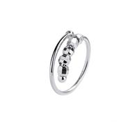 KONFEN Anillo antiestrés para mujer giratorio y ajustable, perlas giratorias, anillo para jugar con los dedos, bisutería, abertura ajustable, diseño de doble capa giratorio, plateado