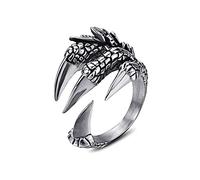 KONFEN Anillo Garra de Dragón Ajustable Plata para Mujer y Hombre, Alianzas Sortijas para Dedo Gordo Estilo Hip Hop Vikingo - Regalo San Valentin