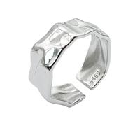 KONFEN Anillos Ajustable Mujer Hombres, Anillo Retro Grande, Alianzas Sortijas Anillo Dedo Gordo Anillas Jewelry Regalos Geometría para Mujer Hombres Niña Juvenil San Valentin, Plata