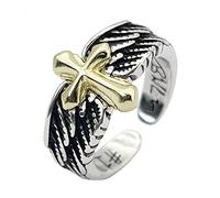 KONFEN Anillos Hombres Plata, Alas de Ángel Anillo Pluma Ajustable Aneis Ajustables, Vintage Sortijas Dedo Anillas Grande Jewelry Regalos para Homem Men Juvenil San Valentin