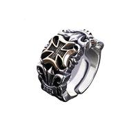 KONFEN Anillos Hombres Plata, Anillo de Cruz Ajustable Aneis Ajustables, Vintage Sortijas Dedo Anillas Grande Jewelry Regalos para Homem Men Juvenil San Valentin