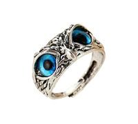 KONFEN Anillos Tallados Ajustable para Hombre, Vintage Hip Pop Anillos Abiertos, Gótico Punk Clásico Vintage Gatito, Búho, Ojo del Diablo, Buena Suerte Joyería para Hombre, Plata, Aleación