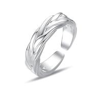 KONFEN Cadena Entrelazada Anillos Hombres, Vikingo Ajustable Tallada Anillos para los Hombres Hipoalergénico de alta Superficie Pulida, Vintage Hip Pop Abiertos Gótico Punk Clásico Joyería, Plata