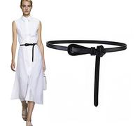 KONFEN Cinturón de cuero de las señoras, cinturones de cuero de la PU para las mujeres (Negro)