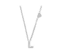 KONFEN Collar con Inicial Mujer, Acero Inoxidable Chapado en Oro de 18k, Adornado con Colgantes Letras L y Delicados Motivos de Corazones en un Lateral, Plateado Regalo Personalizado Mujer