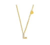 KONFEN Collar con Inicial Mujer, Acero Inoxidable Chapado en Oro de 18k, Adornado con Colgantes Letras L y Delicados Motivos de Corazones en un Lateral, Dorado Regalo Personalizado Mujer