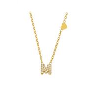 KONFEN Collar con Inicial Mujer, Acero Inoxidable Chapado en Oro de 18k, Adornado con Colgantes Letras M y Delicados Motivos de Corazones en un Lateral, Dorado Regalo Personalizado Mujer