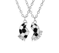 KONFEN Collar Fútbol Amitié, Collar de la Amistad BFF para 2 Chicas, Colgante de Fútbol, Joyas de Regalo de Football para Mujer, Joyas con Colgante para Aficionados y Fans, Plata