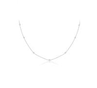 KONFEN Collar Mujer, Cadena de Oro 18k, Adornado con Brillantes Piedras de Circonita Redondas, Ribete Plateado, Collar Redondo Ajustable, Cadena Plateado, Joya de Regalo para Mujer