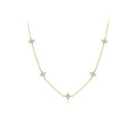 KONFEN Collar Mujer, Cadena de Oro 18k, Collar con Trébol Refinado con Circonitas Brillantes, Elegante Cadena de la Suerte en Dorado, Joyas de Regalo para Mujer