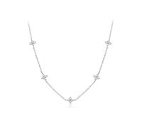 KONFEN Collar Mujer, Cadena de Oro 18k, Collar con Trébol Refinado con Circonitas Brillantes, Elegante Cadena de la Suerte en Plata, Joyas de Regalo para Mujer