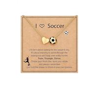 KONFEN Collar Mujer, Collar de Fútbol Ajustable, Cadena Cadena de Oro 14k, Con Accesorios en Forma de Corazón, Regalo de Fútbol, Joyas de Regalo para Mujer, Joyas Colgantes para Aficionados y Fans Oro