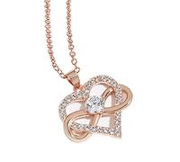 KONFEN Collar Mujer Oro Rosa, Cadena Corazón y Infinito Colgante de Rhinestone, Gargantillas Collares Fina Amor Infinito Colgantes Regalos para Esposa Novia Niña Chica Aniversario (Oro Rosa)