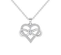 KONFEN Collar Mujer Plata, Cadena Corazón y Infinito Colgante de Rhinestone, Gargantillas Collares Fina Amor Infinito Colgantes Regalos para Esposa Novia Niña Chica Aniversario (Plata)
