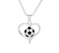 KONFEN Collar para Mujer, Collar de Fútbol con Forma de Corazón Ajustable, Cadena de Oro 18k, Regalo para Aficionados al Fútbol, Joyas para Mujer, Colgantes para Aficionados y Fans, Plateado