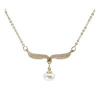 KONFEN Collar Perlas Mujer, Cadena Dorada Colgante Mujer de Cola de Pez con Circonita Cúbica, Gargantillas Mujer Regalos para Novia Niña Chica Cumpleaños Navidad Aniversario San Valentín Regalo (Oro)