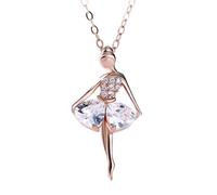 KONFEN Collar Plata 925 Mujer, Cadena Colgante Bailarina de Ballet Plata 925 Ley avec Zircon Cubique, Collares Fina Colgantes Regalos para Esposa Niña Chica Aniversario (Oro)