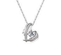 KONFEN Collar Plata 925 Mujer, Cadena Colgante Corazón Ala Con Zircón Cúbico, Collares Fina Amor Colgantes Regalos para Esposa Niña Chica Aniversario