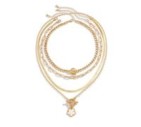 KONFEN Collares en capas de la Mujer Boho, único colgante geométrico de serpiente gargantilla, la vendimia de la estrella/flor/corazón de la cadena de joyería de regalo para Lover(4 Estilo, Oro/Plata)