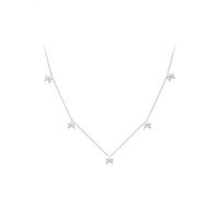 KONFEN Collier Acier Inoxydable Femme, 18K Chaine Plaqué Or Réglable, Collar Ajustable con Lazo, Adornado con Varios Lazos Pequeños y Delicados, Plateado, Joyería Elegante, Regalo Mujer