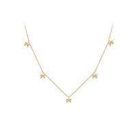 KONFEN Collier Acier Inoxydable Femme, 18K Chaine Plaqué Or Réglable, Collar Ajustable con Lazo, Adornado con Varios Lazos Pequeños y Delicados, Plateado, Joyería Elegante, Regalo Mujer