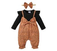 KONFEN Conjunto Ropa Bebe Niña Recien Nacido, Lunares Manga Larga Mono Pantalones con Volantes con Lazo + Diademas, Conjunto de 2 Piezas Verano Primavera Otoño Invierno para Bebés Niña 9-12 Meses