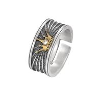 KONFEN Corona Anillos Hombres, Vikingo Ajustable Tallada Anillos para Hombres Anillo, Vintage Hip Pop Anillos Abiertos Gothic Punk Clásico Unique Texture Jewellery, Silver