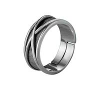 KONFEN Crossover Anillos Hombres, Vikingo Ajustable Tallada Anillos para Hombres Hipoalergénico, Textura única Vintage Hip Pop Anillos Abiertos Gótico Punk Clásico Joyería, Plata