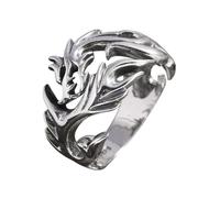 KONFEN Dragón Anillos Hombres, Vikingo Ajustable Tallada Anillos para Hombres Hipoalergénico, Vintage Hip Pop Anillos Abiertos Gótico Punk Clásico único Textura Joyería, Plata