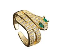 KONFEN Esmeraldas alto Grado las Mujeres Anillos Abiertos Ajustables, Anillo Serpiente Anillo de Circón, la Boda del Partido Brillante Clásico Elegante y de la Vendimia Para las Señoras, Verde, Acero