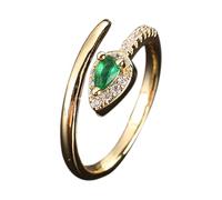 KONFEN Esmeraldas alto Grado las Mujeres Anillos Abiertos Ajustables, Anillo Serpiente Anillo de Circón, la Boda del Partido Brillante Clásico Elegante y de la Vendimia Para las Señoras, Verde, Acero
