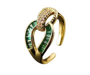 KONFEN Esmeraldas alto Grado las Mujeres Anillos Abiertos Ajustables, Anillo Serpiente Anillo de Circón, la Boda del Partido Brillante Clásico Elegante y de la Vendimia Para las Señoras, Verde, Acero