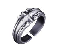 KONFEN Estrella Anillos Hombres, Vikingo Ajustable Tallada Anillos para Hombres Hipoalergénico, Vintage Hip Pop Anillos Abiertos Gótico Punk Clásico único Textura Joyería, Plata