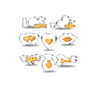 KONFEN Juego de 8 cortadores de galletas con forma de corazón, de acero inoxidable Para San Valentín, formas de galletas de cumpleaños, cortadores de fondant Pastelería y postres, ocho variedades