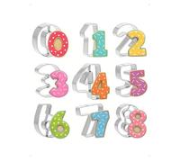 KONFEN Lote de 9 cortadores de galletas 0-9 Números grandes Juego de acero inoxidable, repostería para cumpleaños, cortadores de fondant Repostería y postres Multiusos