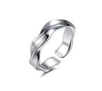 KONFEN Möbiusz Anillos Hombres, Vikingo Ajustable Anillos para los Hombres Hipoalergénico de alta Superficie Pulida, Hip Pop Abiertos Gótico Punk Eternidad Infinito Joyería para Hombres, Plata