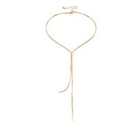 KONFEN Mujeres Collares Largos Y, Elegante Deep-V Collar largo de borlas para el vestido de fiesta, cruzadas de acero de titanio serpiente cadena de joyería regalos para Lover(2 Style, Gold/Silver)