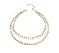 KONFEN mujeres en capas Collares de diamantes de imitación, brillante collar de diamantes de imitación gargantilla, mariposa de la vendimia/tachonado colgante de joyería regalos (3 estilo, oro/plata)