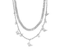 KONFEN mujeres en capas Collares de diamantes de imitación, brillante collar de diamantes de imitación gargantilla, mariposa de la vendimia/tachonado colgante de joyería regalos (3 estilo, oro/plata)