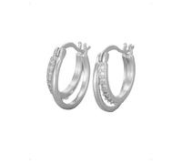 KONFEN Pendientes Aro Mujer, Shine Circonitas Cúbicas Pulidos Asimétricos Pequeños Doble Aro Piercing Pendientes Oreja Cartílago Hipoalergénicos Fantasía Pendiente Múltiples Piercings, Plata