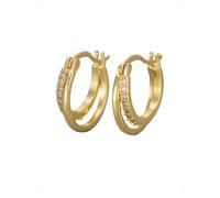 KONFEN Pendientes Aro Mujer, Shine Circonitas Cúbicas Pulidos Asimétricos Pequeños Doble Aro Piercing Pendientes Oreja Cartílago Hipoalergénicos Fantasía Pendiente Múltiples Piercings, Oro