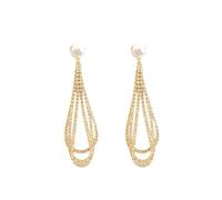 KONFEN Pendientes Largos Plata 925, Pendientes Largos Dorados Oreja con Circonita Cúbica para Mujer, Pendientes Geometricos, Pendiente Aretes Earring Joyas Regalos Fiesta (Oro)