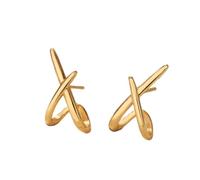 KONFEN Pendientes para mujer en forma de cruz, pendientes ajustables con superficie chapada en oro de 14 quilates, diseño clásico y minimalista, joyería para mujer y niña, dorados