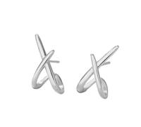 KONFEN Pendientes para mujer en forma de cruz, pendientes ajustables con superficie chapada en oro de 14 quilates, diseño clásico y minimalista, joyería para mujer y niña, plateados