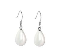 KONFEN Pendientes Plata de Ley 925, Pendientes Perla Mujer, Pendientes Lagrima de Perla 10 * 14mm Plata Geometricos Aretes Plata 925, Pendiente Aretes Mujer Earring Joyas Regalos Fiesta