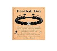 KONFEN Pulsera de Fútbol de Piedra Natural, Con Charm de Fútbol con Pedrería, Regalos de Joyería para Niños, Ajustable, Regalo de Fútbol para Aficionados, Niños, Adolescentes