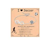 KONFEN Pulsera Mujer, Cadena Ajustable Chapada en Oro de 14 Quilates, Pulsera de Fútbol Infinito, Joyas de Regalo para Mujer, Regalo de Fútbol para el Cumpleaños de los Aficionados, Plata, Estilo A