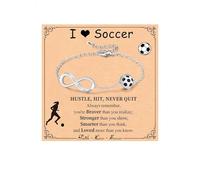 KONFEN Pulsera Mujer, Cadena Ajustable Chapada en Oro de 14 Quilates, Pulsera de Fútbol Infinito, Joyas de Regalo para Mujer, Regalo de Fútbol para el Cumpleaños de los Aficionados, Plata, Estilo B